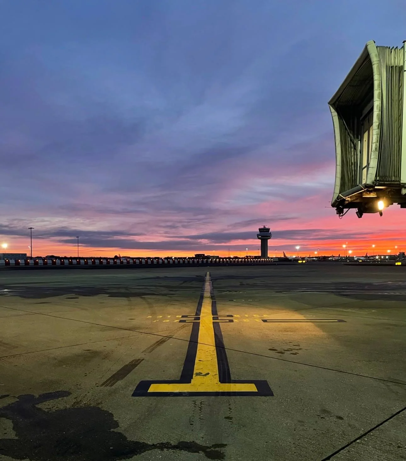 Airport apron at sunrise, from working at the airport